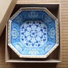 龍峰窯（林斎） 八角 金七宝菓子鉢 八角鉢 盛り鉢 桐箱付き 有田焼