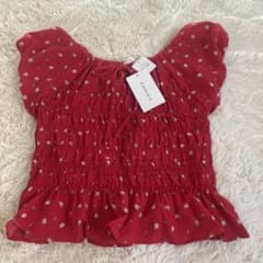 COLZA 花柄 シャーリング トップス レッドのサムネイル