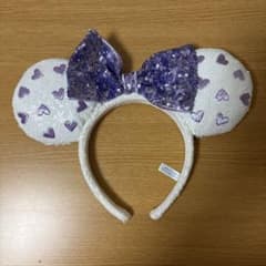 ディズニー カチューシャ スパンコール ハート ホワイト パープルのサムネイル