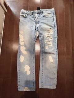 エディ期　クラッシュリペアデニムパンツ　股下約66cm