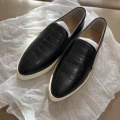 【新品未使用】カリーノcarinoレザースリッポン ブラックレザー　22.5cmのサムネイル