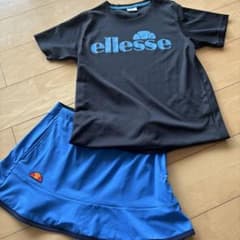 ellesse テニスウェアセット ellesse テニスウェア 上下セット ブラック ブルー - メルカリ
