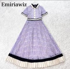 エミリアウィズ ✨️ 総レースプリーツロングワンピース バイカラー 切り替え M エミリアウィズ ✨️ 総レースプリーツロングワンピース バイカラー