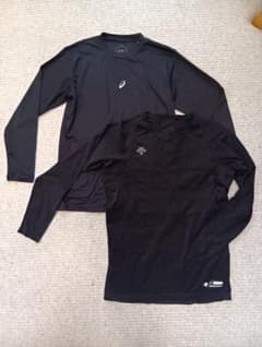 野球アンダーシャツ 2枚セット 【ASICS・DESCENTE】長袖 黒 160のサムネイル