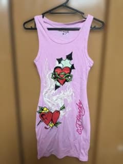 Ed Hardy タンクワンピース S ピンク ハート Y2K - メルカリ