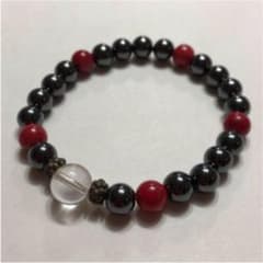 赤珊瑚　ヘマタイト　水晶　ブレスレットのサムネイル