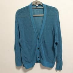 UNIQLO メッシュカーディガン ブルー 長袖のサムネイル