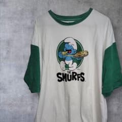 THE SMURFS ピザ柄 リンガーTシャツのサムネイル