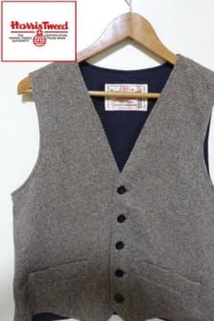 USA古着　Harris Tweed　ベスト　ウール100％　茶色系　Mサイズ位のサムネイル