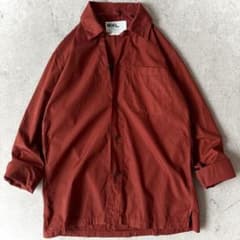 MHL. 日本製 大きめ メンズS コットン ポプリン 長袖 シャツ えんじ赤茶 MHL. 日本製 大きめ メンズS コットン ポプリン 長袖 シャツ えんじ赤