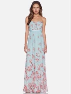 BCBGMAXAZRIAフローラル シフォン コルセットトップ マキシドレス
