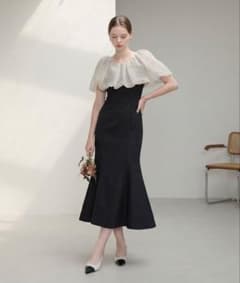 【LEJA】2WAYオフショルダーパフスリーブマーメイドワンピースドレスのサムネイル