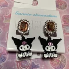 Kuromi Sanrio Sitting Stone Earrings, Unused, with Tag, Orange