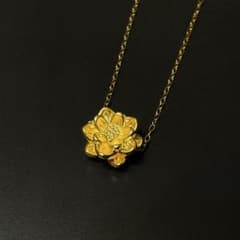 24K 純金 S925 蓮のペンダント ゴールドネックレスのサムネイル