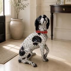 イタリア製 ダルメシアン 陶器製 犬 インテリア 置物 オブジェ 高さ約