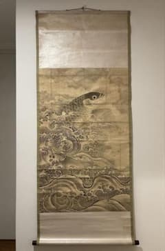 掛け軸 水墨画 鯉と波の絵 茶道具 BIGサイズ 掛け軸 水墨画 鯉と波の絵 茶道具 BIGサイズ - メルカリ