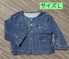 S*R デニムジャケット ノーカラー 七分袖 インディゴのサムネイル