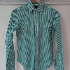 RALPH LAUREN ストライプシャツ 長袖 グリーン　SlimFitのサムネイル