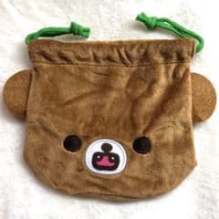 リラックマ ふわふわフェイス巾着2 チャイロイコグマのサムネイル