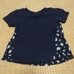 キッズ 花柄切り替え Tシャツ ネイビーのサムネイル