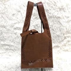 未使用✨ゲンテン パンチングメッセージ レザー トートバッグ ブラウン 