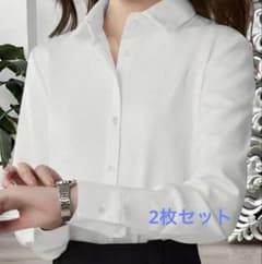SHEIN レディース 無地 長袖 シャツ ブラウス ホワイト2枚のサムネイル