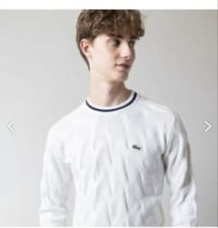 LACOSTE ケーブル編みニット 48 オフホワイト - メルカリ
