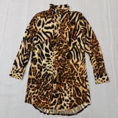 シヴァーライズ 美品！ ワイヤー入りレオパードヒョウ柄ロングシャツ
