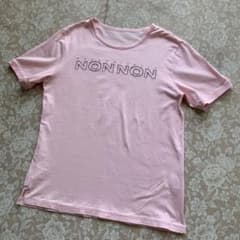 美品 マドモアゼルノンノン ロゴ刺繍クルーネックTシャツ40(L)ピンク