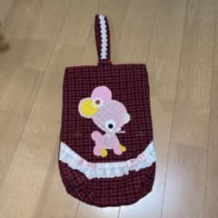 【新品】チェック柄 動物アップリケ シューズバッグのサムネイル