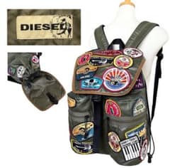 DIESEL ディーゼル リュック バックパック ワッペン ナイロン カーキ