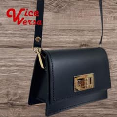 VICE VERSAバイスベルサ レザー2wayミニショルダーバッグ黒ギリシャ製 