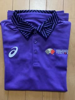 近日中に終了　未使用品　XL 東京2025世界陸上 ポロシャツ　パンツ アシックス ポロシャツ 紫色 2025年東京世界陸上選手権 パンツ