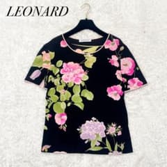 専用✨LEONARD シルク100% カットソー　花柄　ブラック　Lサイズのサムネイル
