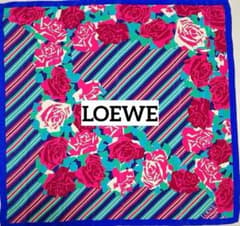 LOEWE ロエベ スカーフ 大判 花柄 ストライプ シルク ブルー - メルカリ