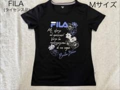 FILA ブラック 花柄プリント Tシャツ Mサイズのサムネイル