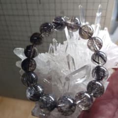 【正真正銘】二酸化チタンブラックルチルクォーツ12.5×内径17センチ 正真正銘本物】二酸化チタンリアルブラックルチルクォーツ 偽物だと