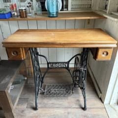 レトロ　ビンテージ　ミシン　テーブル　網目　鉄脚　　MICHIN CO 古道具 レトロ ビンテージ ミシン テーブル 網目 鉄脚 MICHIN CO 古道具