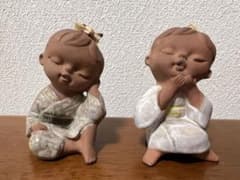 昭和レトロ】陶器人形 わらべ人形 セト クラフト 2体セット - メルカリ