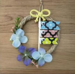ハンドメイド 鯉のぼりリース フラワーリース 壁掛けこいのぼり こども