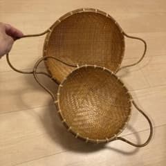 竹細工 持ち手付きザル 2点セットのサムネイル