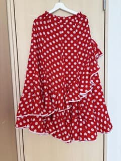 フラメンコ衣装 prima boutique ファルダ スカート 赤色水玉ドット