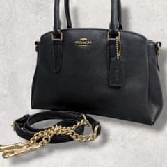 コーチ 2way ゴールドチェーン ショルダーバッグ レザー 黒 F28977 