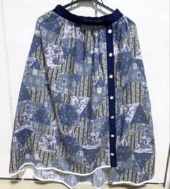axes femme SAJOU パッチワーク風 ロングフレアスカート M