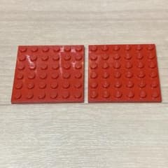 [Authentic LEGO Product] LEGO Brick Red Base Plates (6x6cm, Thin, 2 pieces) [oka]