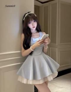 リボン ミニドレス ライトブルー ドレスのサムネイル