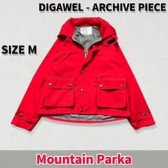名作】DIGAWEL ディガウェル マウンテンパーカー 赤 M 裏地チェック 