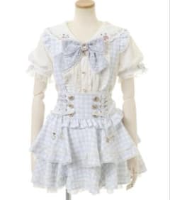 リズリサ はしごリボンギンガムティアードスカパンブルー