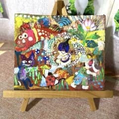 カラフルな森の音楽会　 アクリル画手描き原画一点もののサムネイル