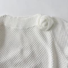 れいこ様美品ANAYI スパングルタックボートプルオーバーニットコサージュ白38 美品 24SS ANAYI スパングルタックボート プルオーバー ホワイト
